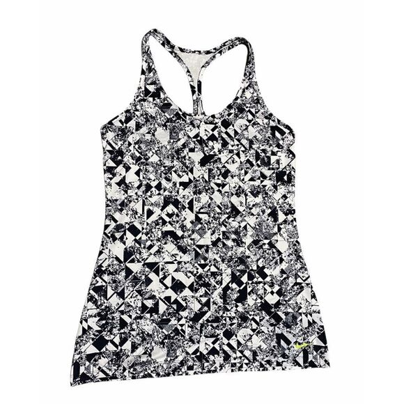 Nike Dri-Fit Black & White Slim Fit Racer Back Workout Tank Top - Picture 1 of 6
